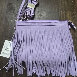 Lavender Fringe Crossbody Bag Or Wristlet